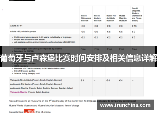 葡萄牙与卢森堡比赛时间安排及相关信息详解